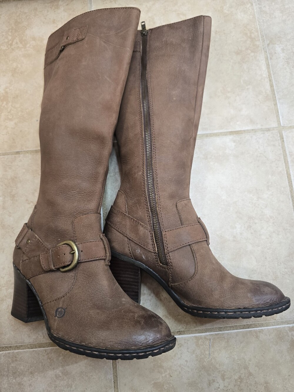 Brown Leather Knee-High Women's Riding Boots Size 8
